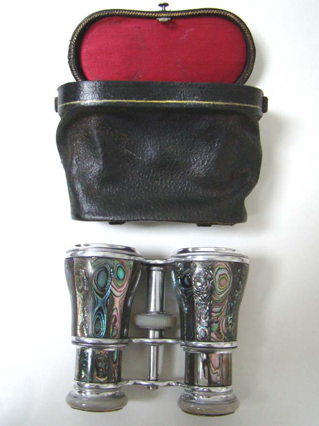 A fine pair of Antique Abalone mounted Opera Glasses circa 1890